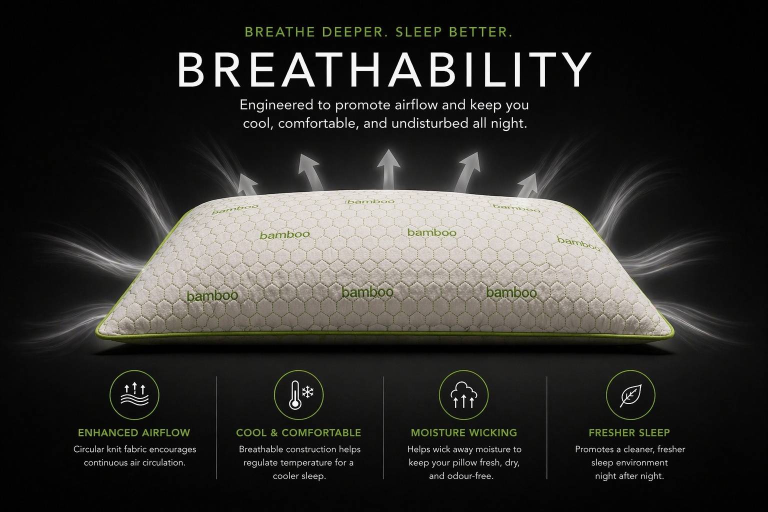 Bamboo Pillow | Hypoallergenic Anti Allergy Memory Foam Sensitive Skin Pillow