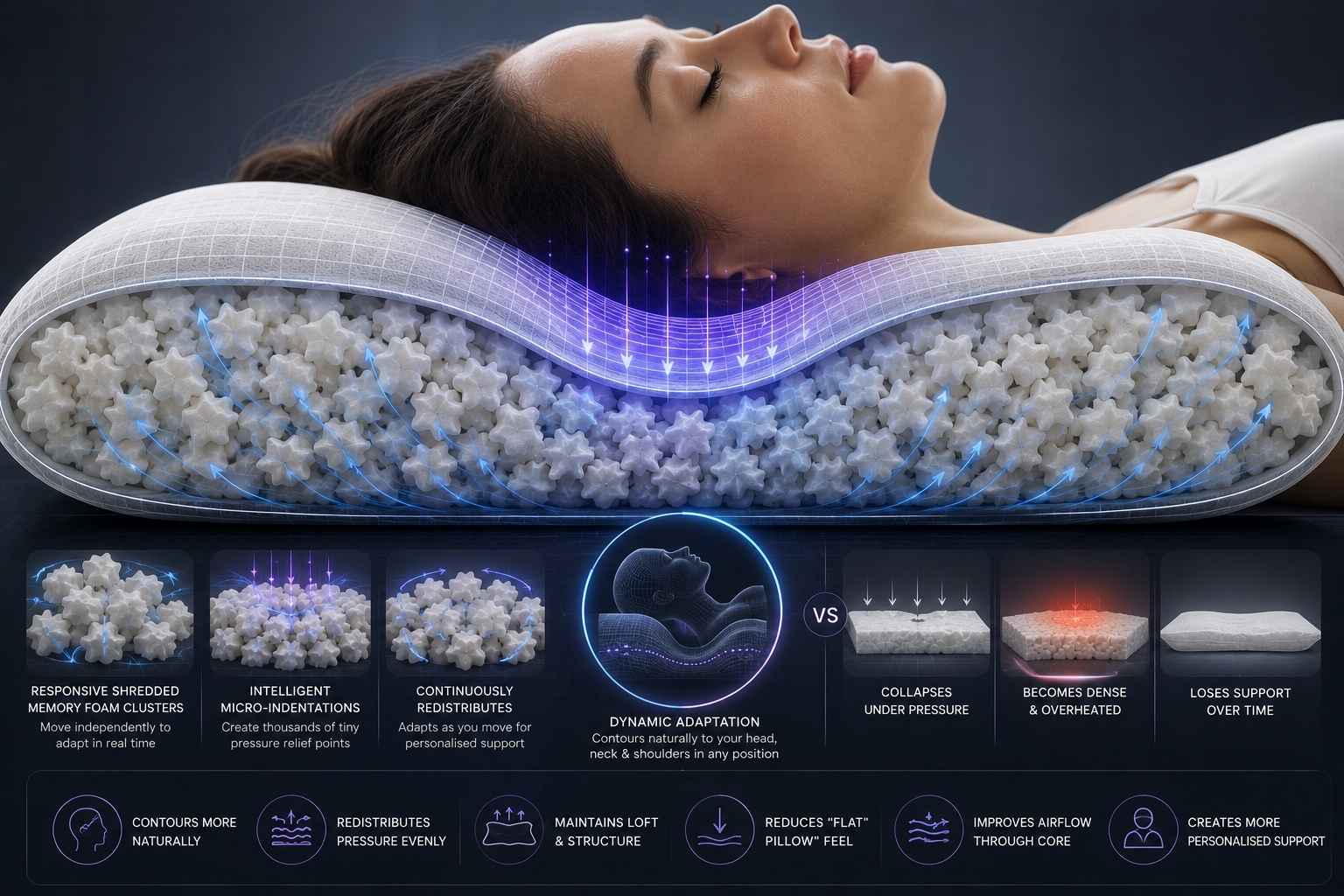 Anti Allergy Sleep AI Pillow for neck support