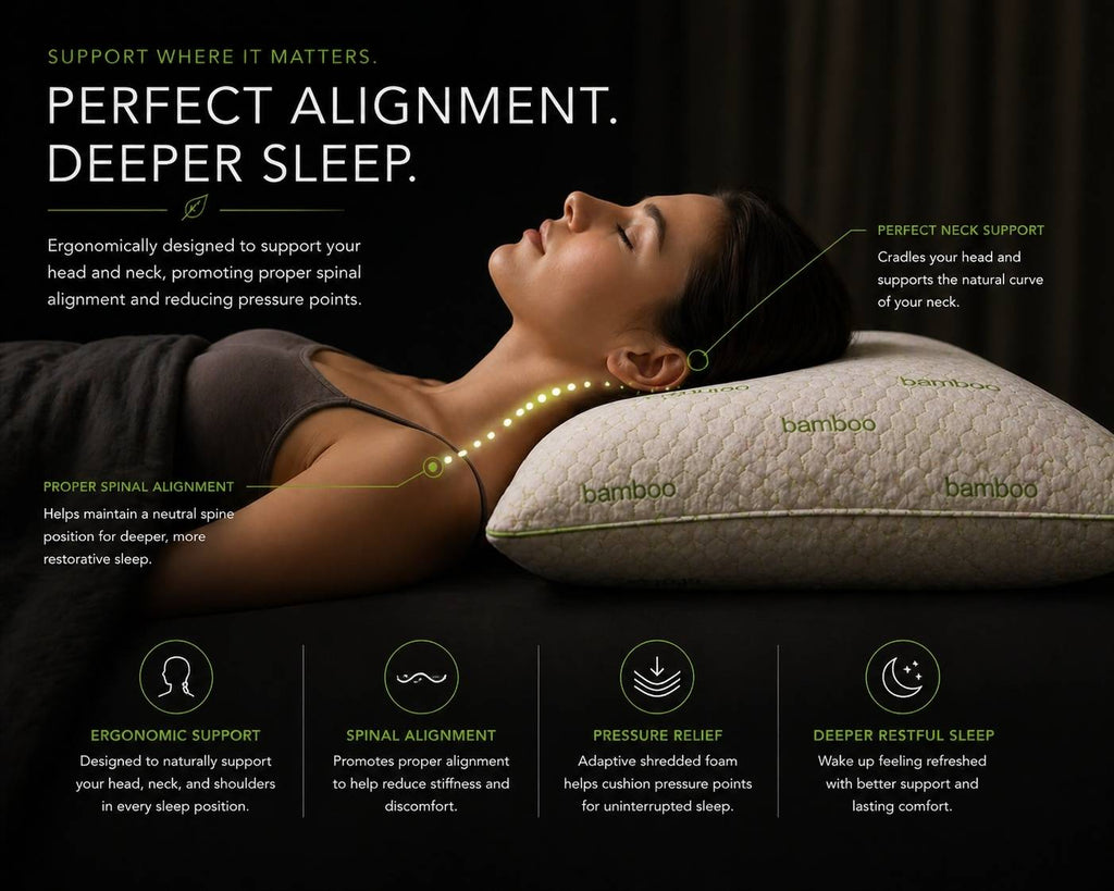 Bamboo Pillow | Hypoallergenic Anti Allergy Memory Foam Sensitive Skin Pillow