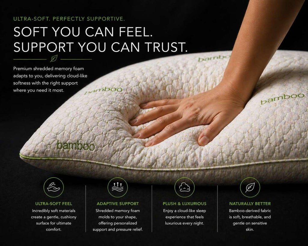 Bamboo Pillow | Hypoallergenic Anti Allergy Memory Foam Sensitive Skin Pillow