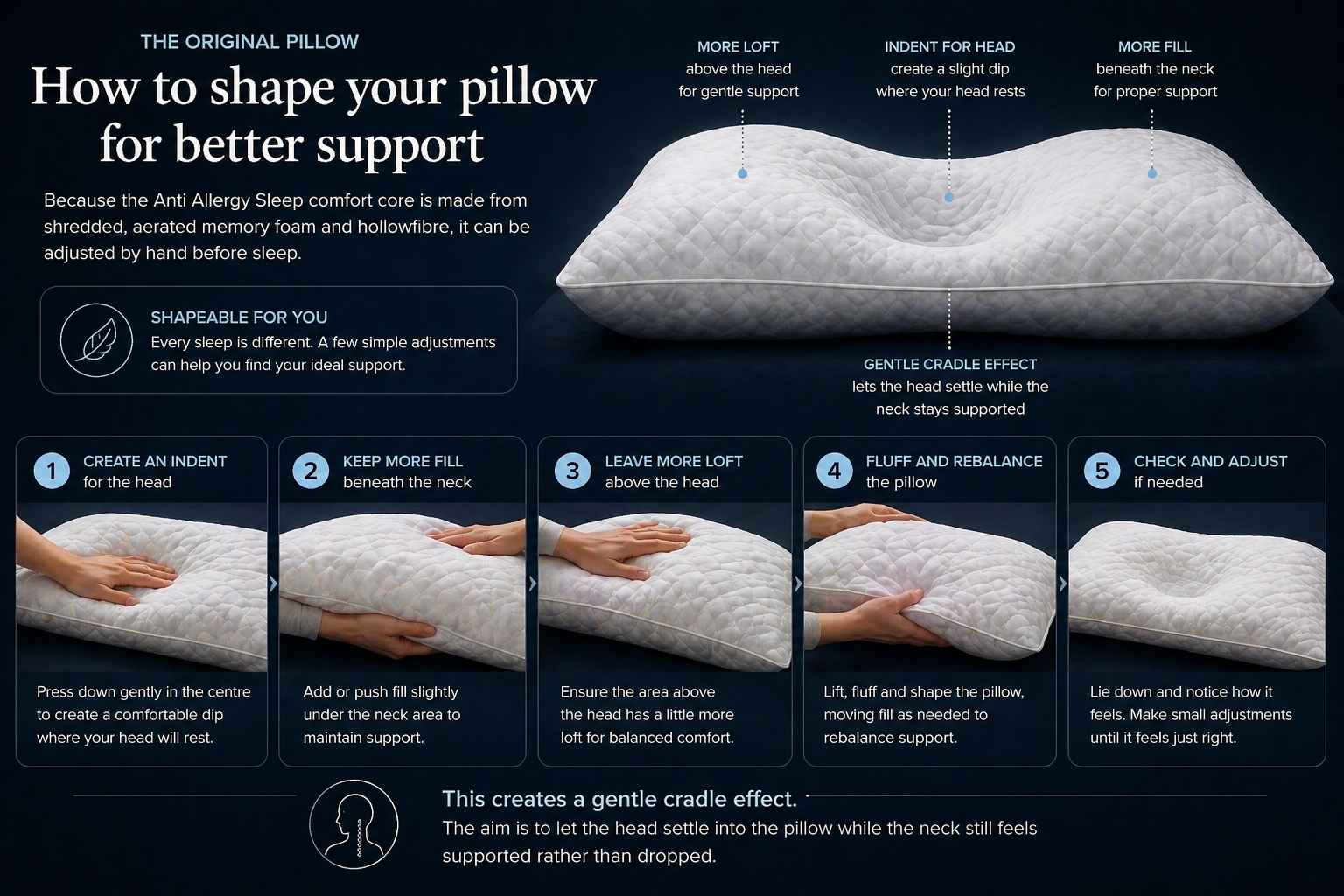 How to adjust your anti allergy neck support pillow