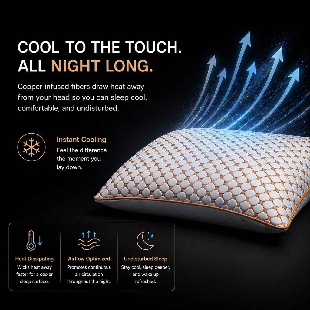 Copper Pillow | Premium Anti Allergy Memory Foam Pillow for Fresh Breathable Comfort
