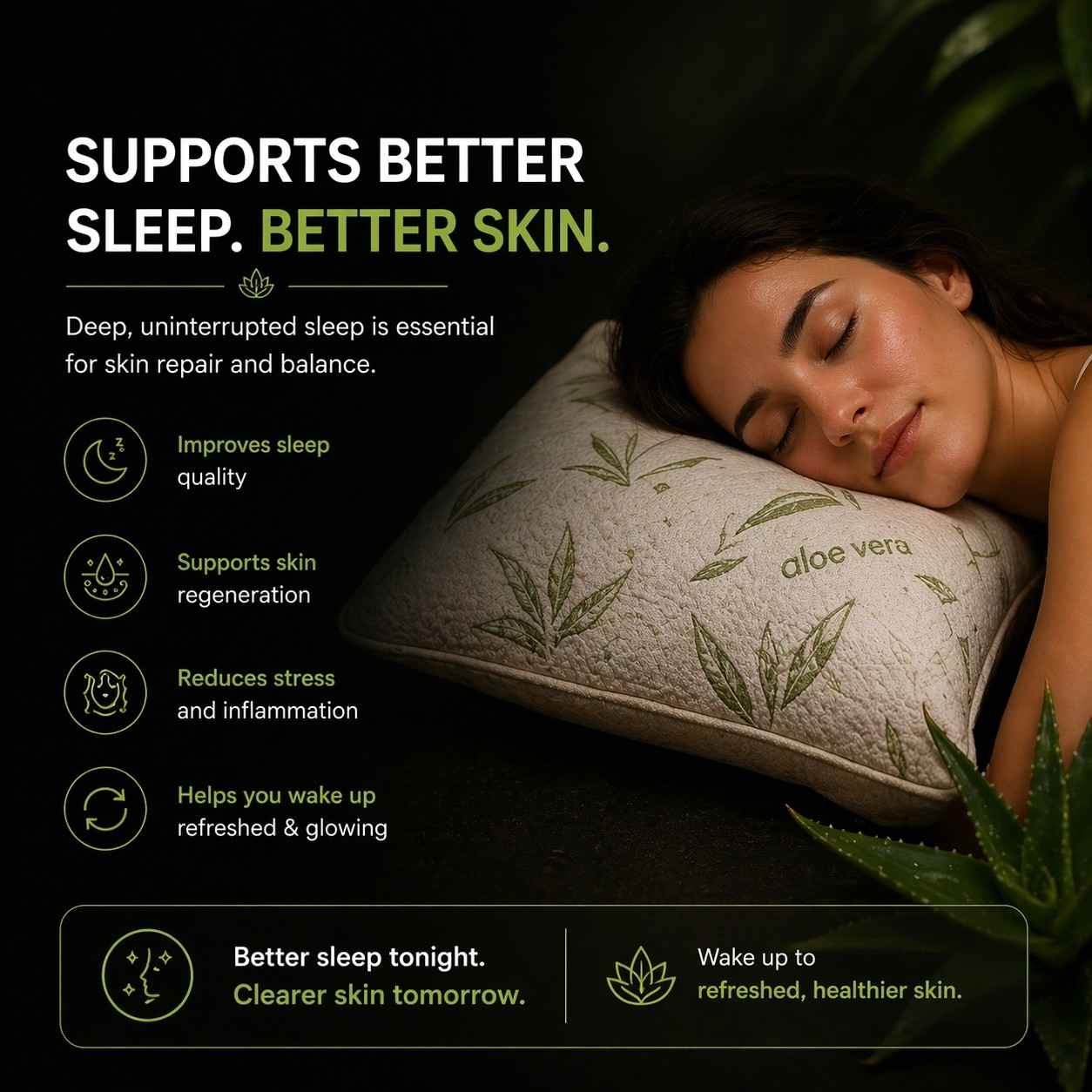 Aloe Vera Pillow | Hypoallergenic Anti Allergy Memory Foam Sensitive Skin Pillow