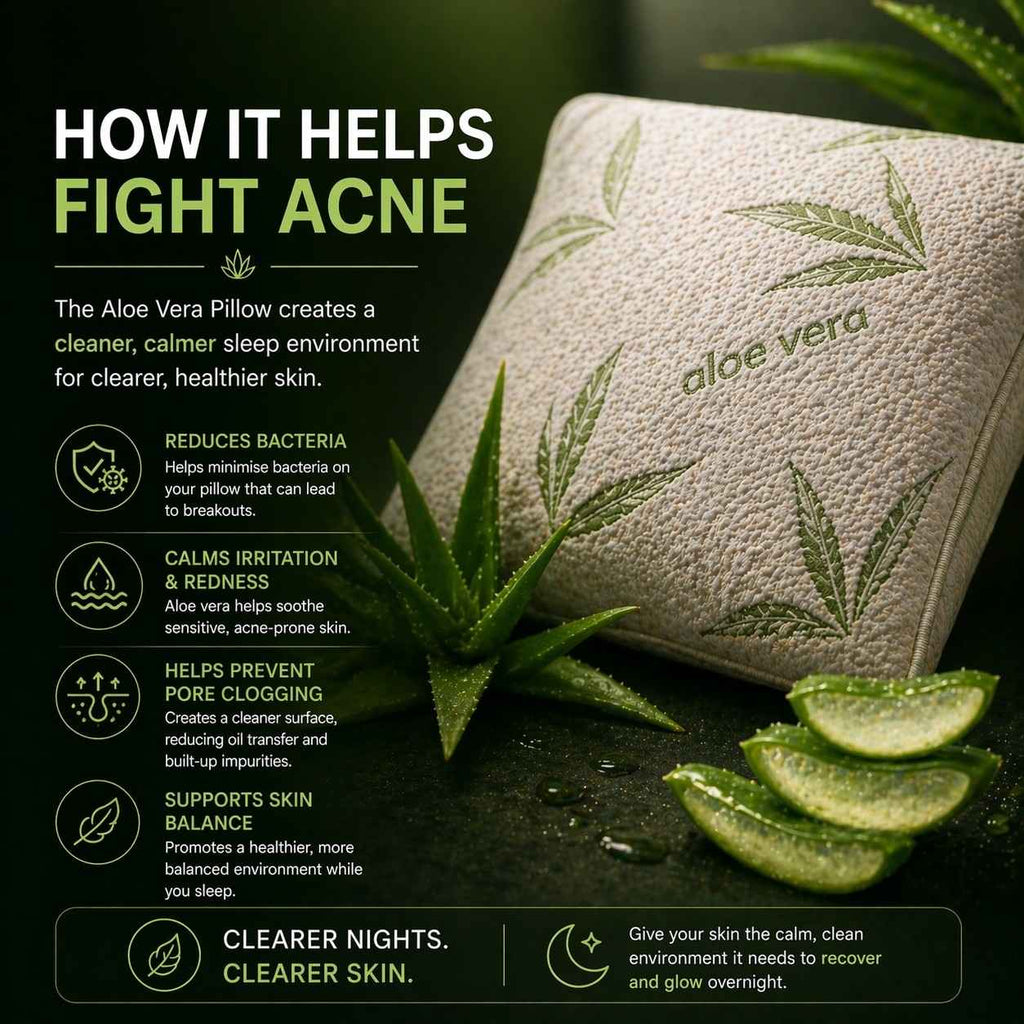 Aloe Vera Pillow | Hypoallergenic Anti Allergy Memory Foam Sensitive Skin Pillow