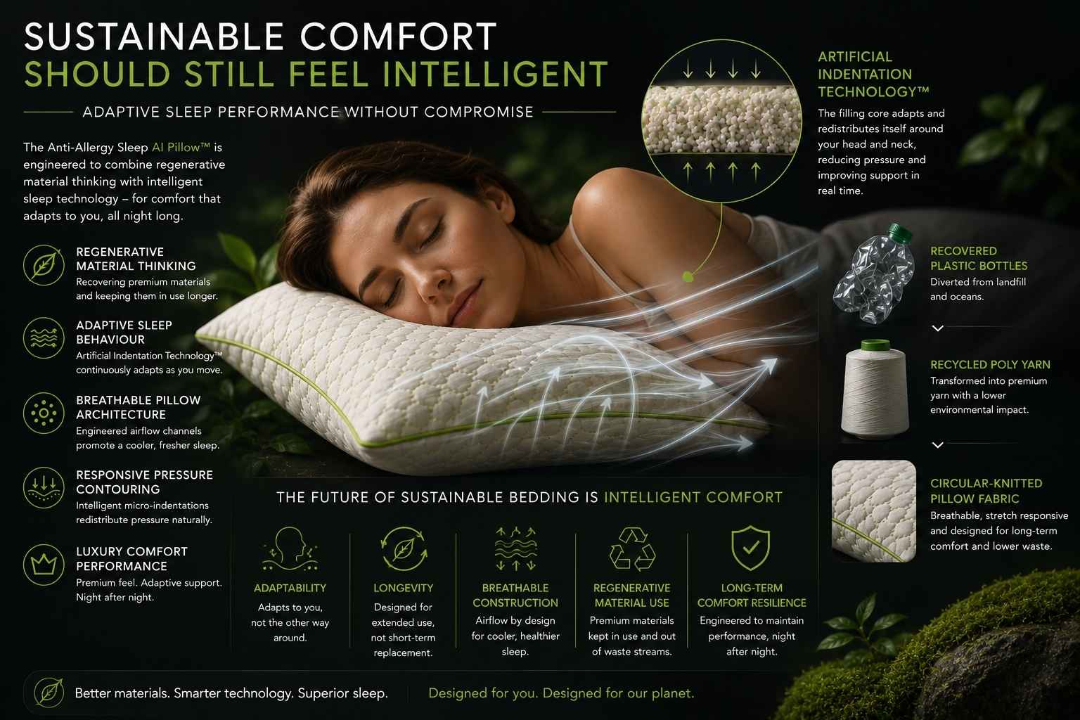 Sustainable pillow made in the UK 
